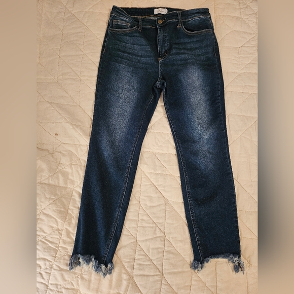 Jelly Beans Denim - Jelly Beans Distressed Hem Straight Leg  Jeans